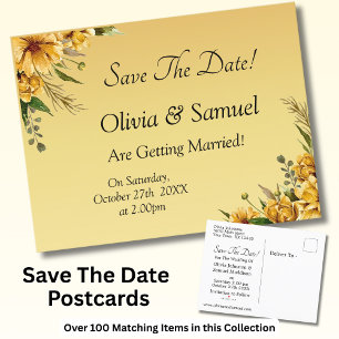 Save The Date - Golden Yellow Announcement Postcard