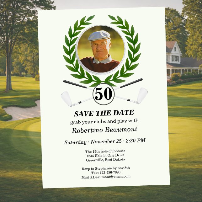 Save the Date Golf Player Experience 50th birthday Invitation (Creator Uploaded)