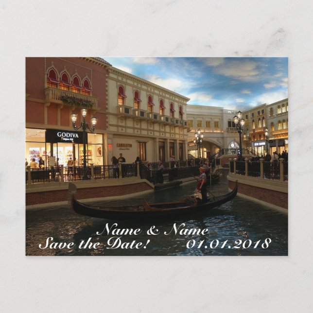 Save the Date Gondola Ride, The Venetian Postcard (Front)