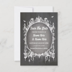 Save The Date Gothic Frame Halloween Rustic Card