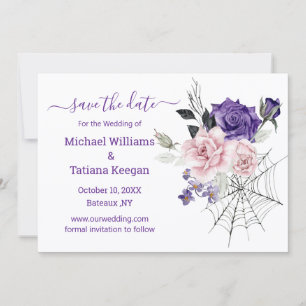 save the date gothic romantic halloween wedding card