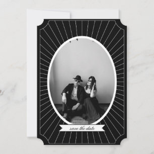 SAVE THE DATE Gothic Skeleton Tarot Wedding B&W Invitation