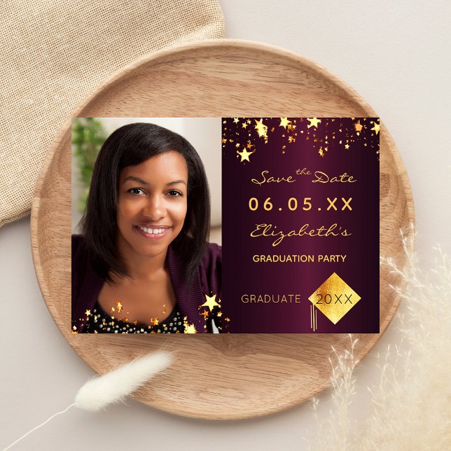 Save the Date graduation party burgundy photo 2025 (Creator Uploaded)
