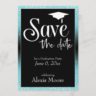 Save the Date Graduation Party Turquoise Ombre Invitation