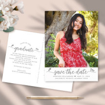 Save the Date Graduation Photo Script Hearts White