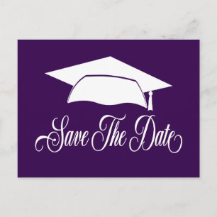 Save The Date Graduation Simple Purple School Announcement Postcard