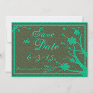 Save the Date green flower custom wedding invites