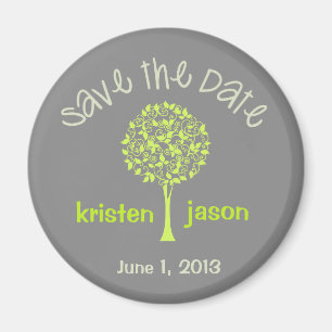 Save the Date Green/Grey Tree Magnet