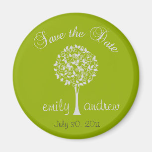 Save the Date Green Tree Magnet