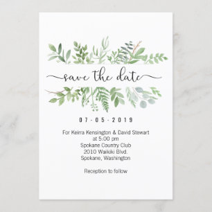 Save The Date Greenery Invitation Card
