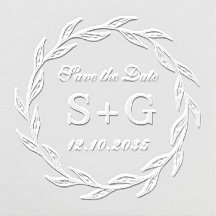 Save The Date Greenery Wreath Wedding Monogram