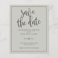 Save the Date Grey Elegant Simple Budget 