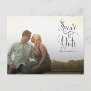 Save the Date Grey Typography Announcement Postcard
