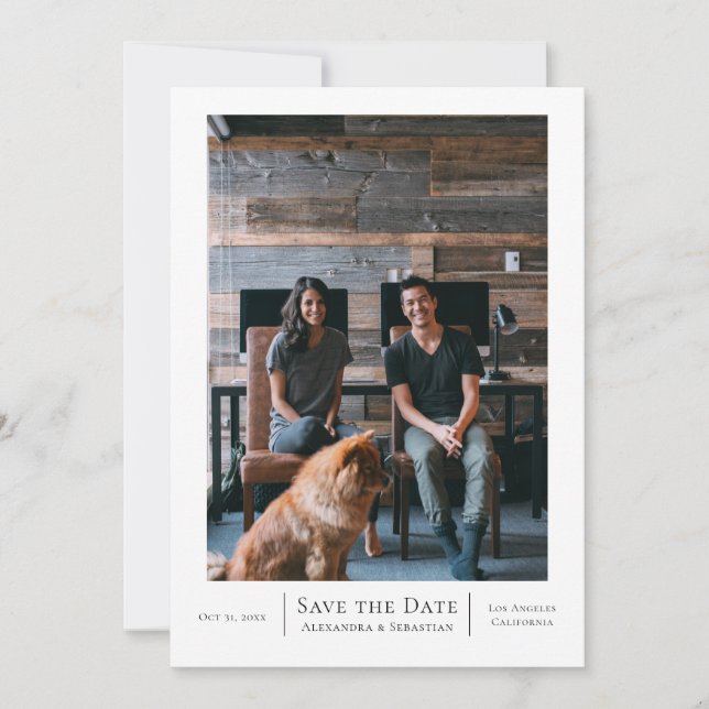 Save The Date Grey White Wedding Personalised (Front)