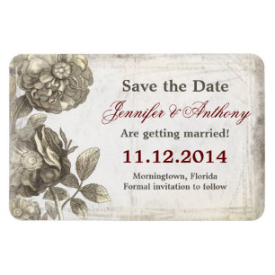 save the date grungy vintage custom magnets