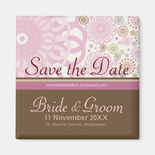 Save the Date Gyroscopes Pink Brown Magnet
