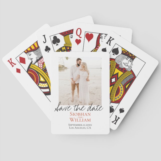 Save The Date Handwritten Personalised Photo Playing Cards (Back)