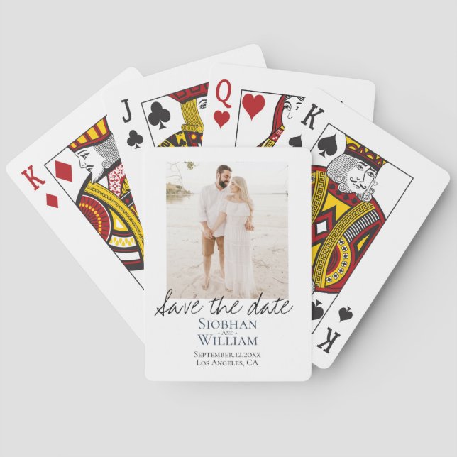 Save The Date Handwritten Personalised Photo Playing Cards (Back)