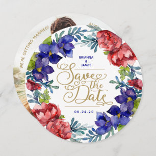 Save The Date   Happiness Watercolor Floral Invitation