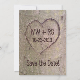 Save the Date, Heart Carved in Tree Announcement