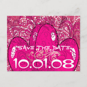 Save The Date - - Hearts and Swirls - Announcement Postcard