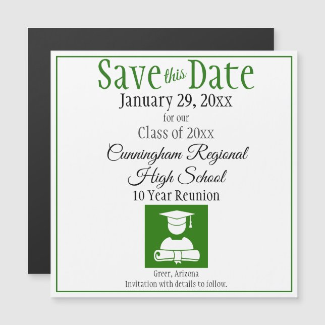 Save The Date High School Reunion Magnet Card (Front/Back)