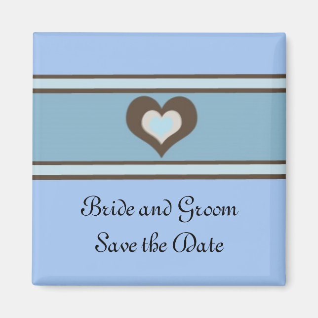 Save the Date in Blue and Brown Magnet (Front)