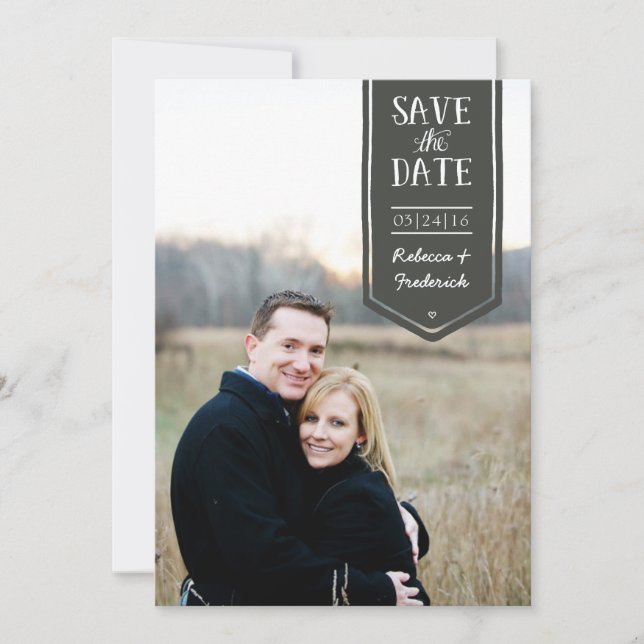 Save the Date in hand-drawn style, custom photo (Front)