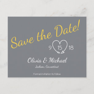 Save the Date in Yellow and Grey