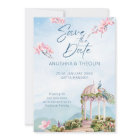 Save the date Indian wedding peacock dusty blue