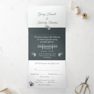 Save the Date  (Invitation and RSVP card/ 2 in 1) Tri-Fold Announcement