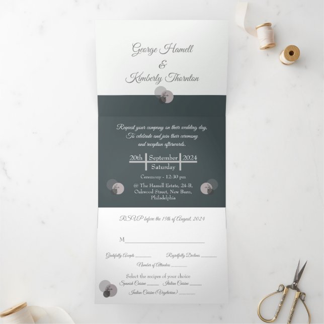 Save the Date  (Invitation and RSVP card/ 2 in 1) Tri-Fold Announcement (Inside)