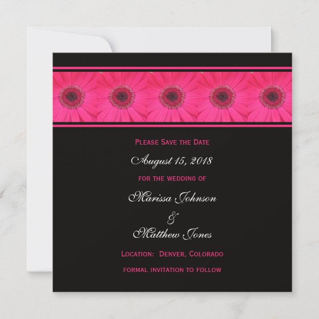 Save the Date Invitation -- Pink Gerbera Daisy (Front)