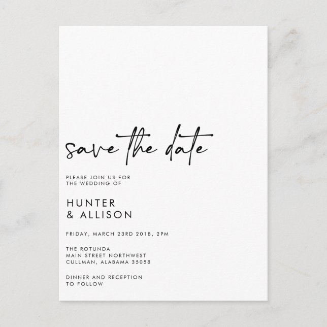 Save The Date Invitation Postcard (Front)