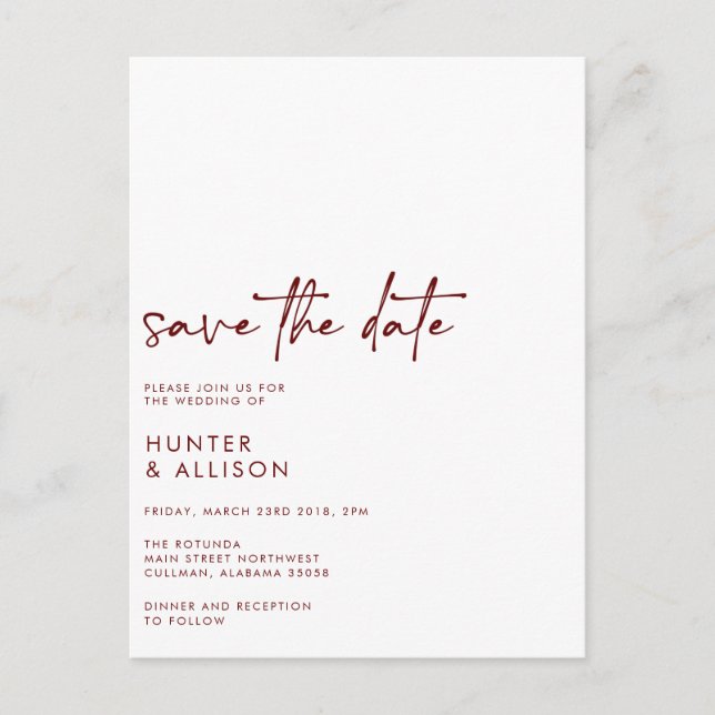 Save The Date Invitation Postcard (Front)