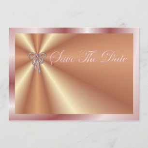 Save The Date Invitation with ribbon of pearls
