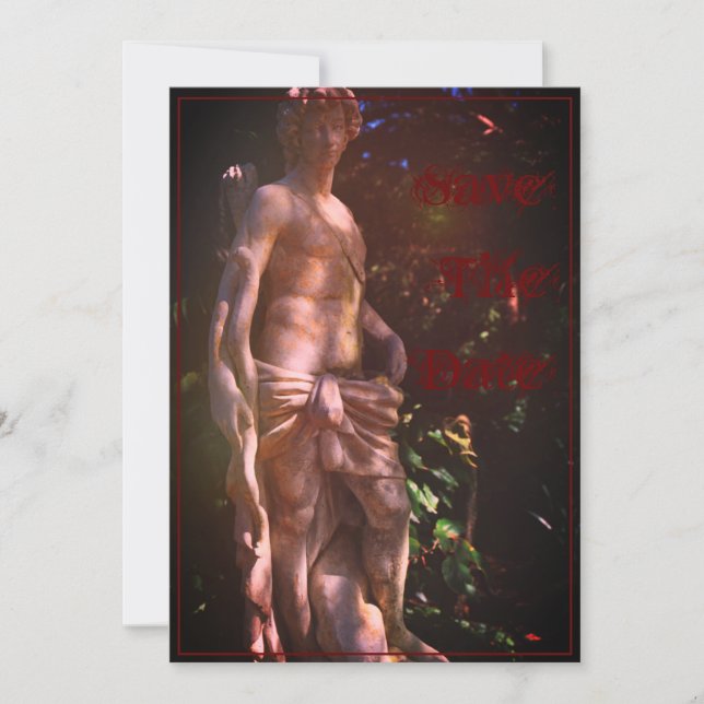 Save The Date Italian Feel Villa Statue Postcard (Front)