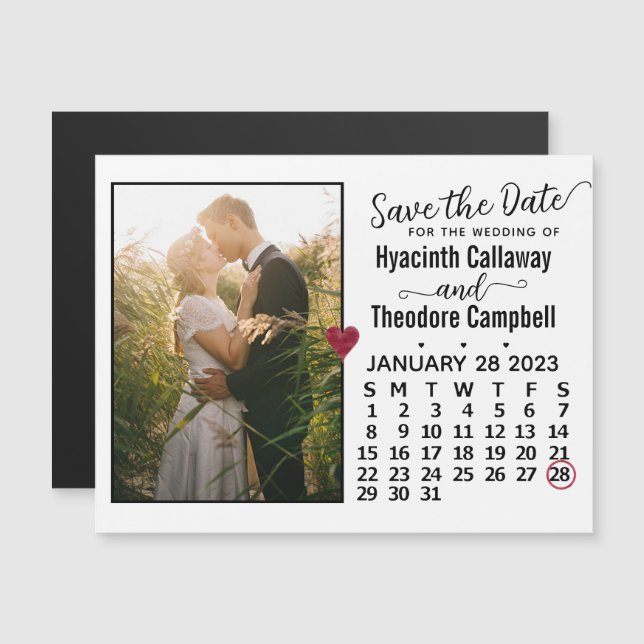 Save the Date January 2023 Calendar Photo Magnet (Front/Back)