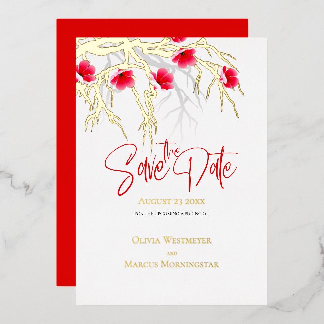 Save the Date Japanese Blossom Branch  (Front/Back)