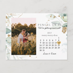 Save the Date July 2023 Botanical Elegant Gold Postcard