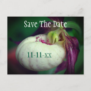 Save The Date Lady Slipper Flower Personalised Announcement Postcard