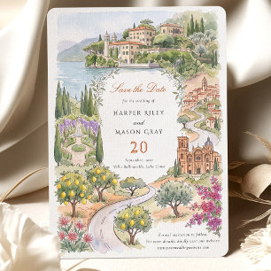 Save the Date Lake Como Villa del Balbianello Invitation