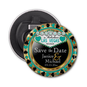 Save the Date Las Vegas  - Teal Bottle Opener