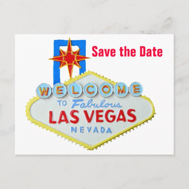 Save the Date Las Vegas Weddings Announcement Postcard (Front)