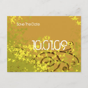 Save the Date- Leaf Swirls - Announcement Postcard