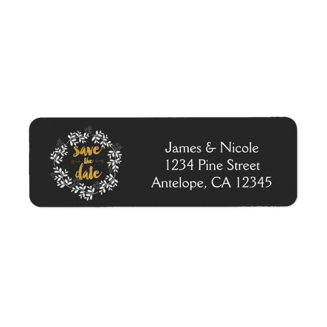 SAVE THE DATE Leaf Wreath Rustic Address Labels (Front)