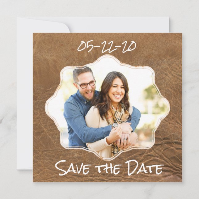 Save the Date Leather Theme (Front)