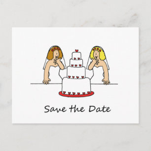 Save the Date  Lesbian Brides Announcement Postcard