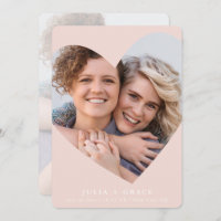SAVE THE DATE lgbtq modern photo heart frame blush