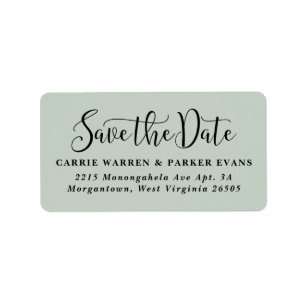 Save the date light green return address label